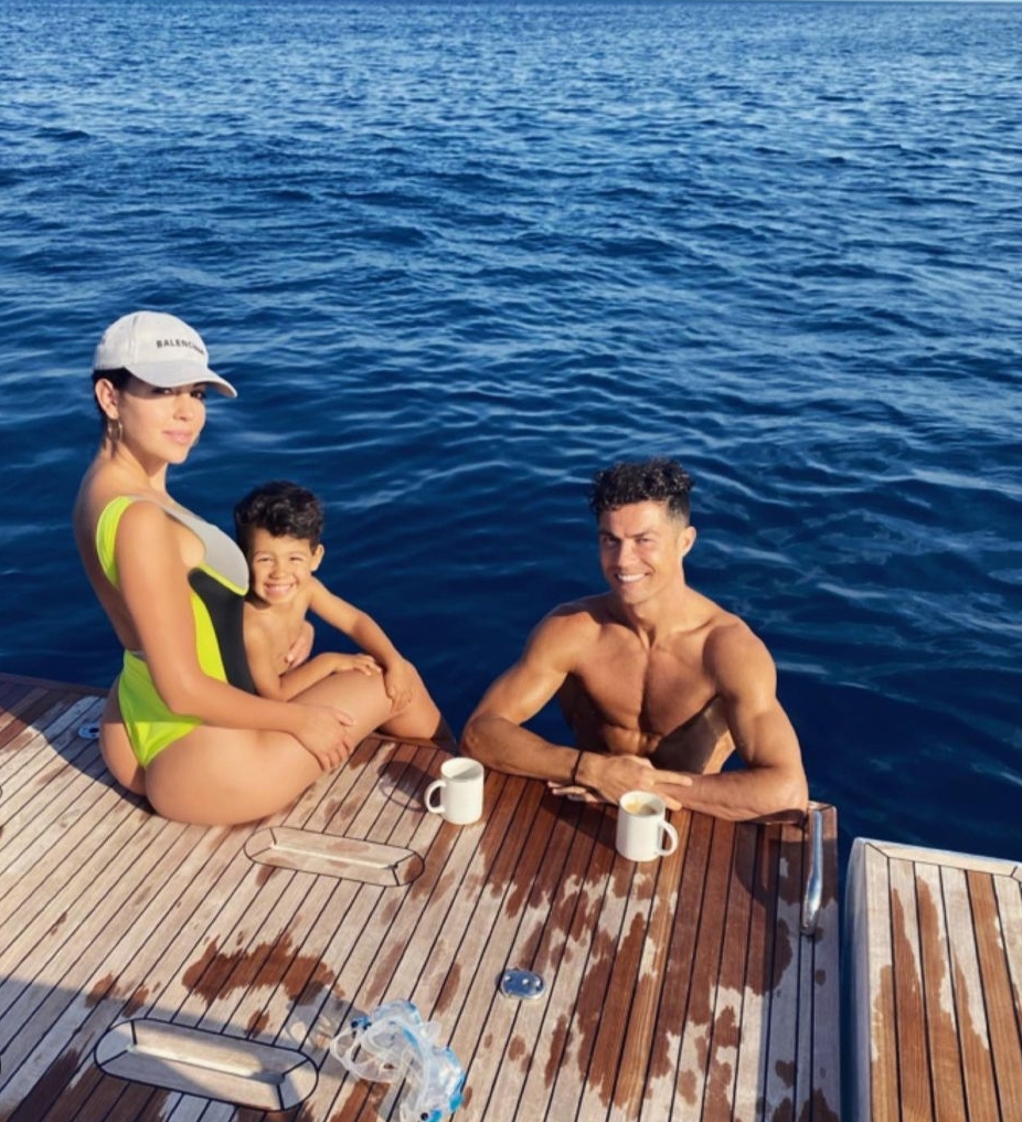Cristiano Ronaldo with his girlfriend, Georgina Rodriguez on a boat trip